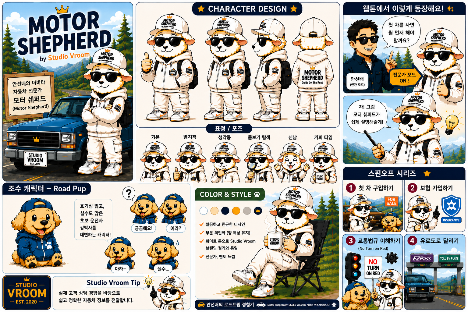 Motor Shepherd & Road Pup — Character Design